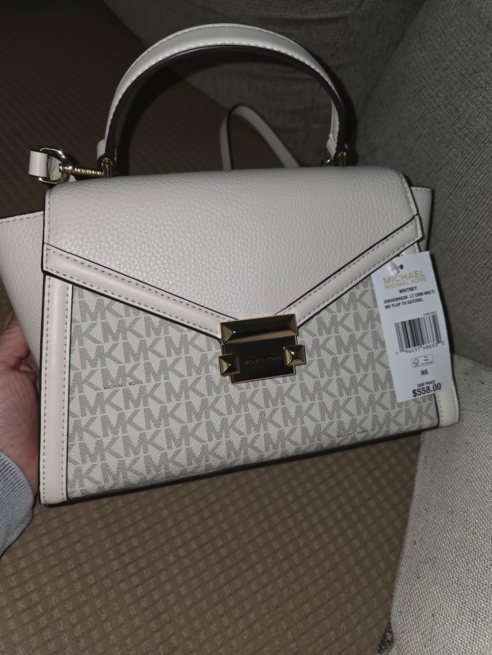 Michael Kors Vanilla & Acorn Logo Top-Handle Satchel